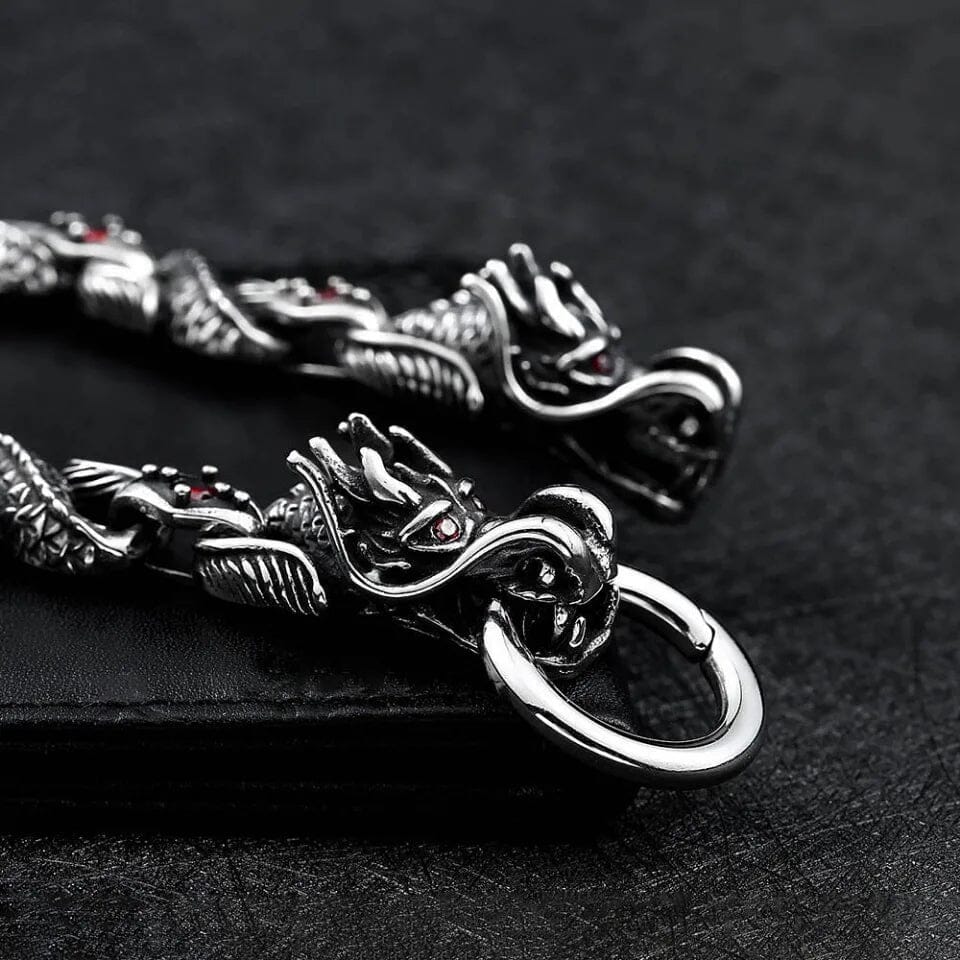 Fáfnir - Pulseira de Dragão em Aço Inoxidável Bracelet Tesouros Vikings