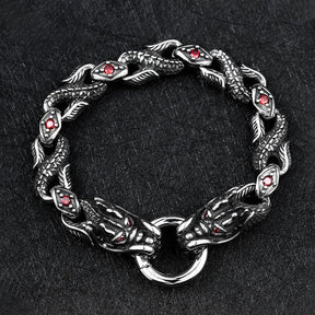 Fáfnir - Pulseira de Dragão em Aço Inoxidável Bracelet Tesouros Vikings