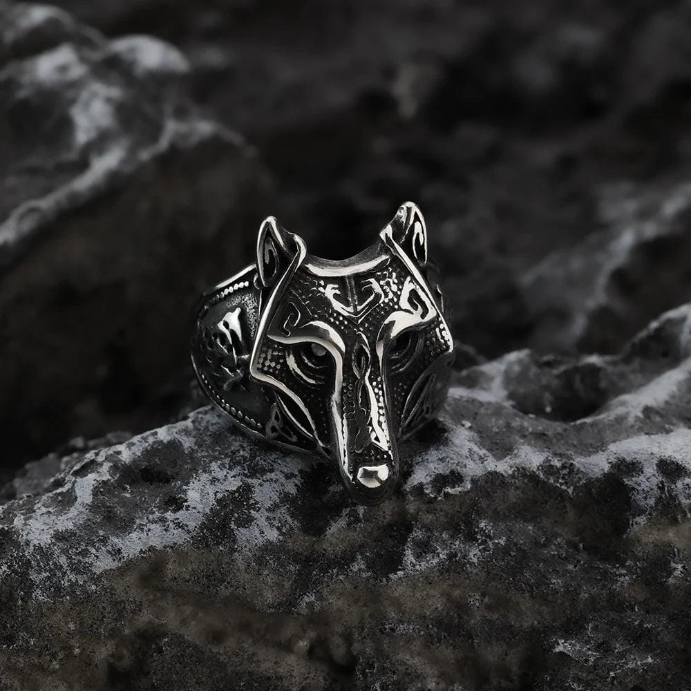 FENRIR - Anel de Lobo em Aço Inoxidável Anel Tesouros Vikings