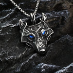 FENRIR - Colar Lobo Azul em Aço Inoxidável Necklace Tesouros Vikings