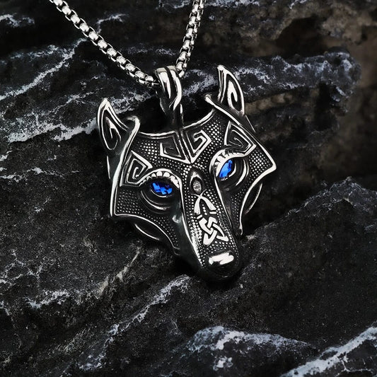 FENRIR - Colar Lobo Azul em Aço Inoxidável Necklace Tesouros Vikings