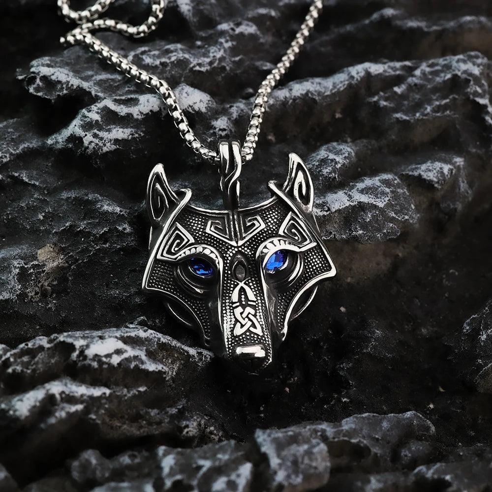 FENRIR - Colar Lobo Azul em Aço Inoxidável Necklace Tesouros Vikings