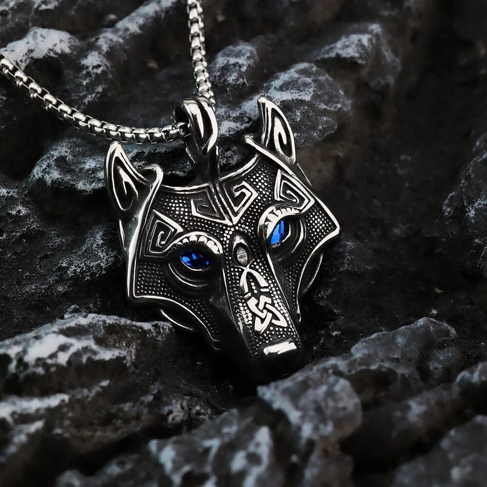 FENRIR - Colar Lobo Azul em Aço Inoxidável Necklace Tesouros Vikings