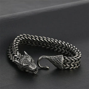 FENRIR - Pulseira de Lobo em Aço Inoxidável Bracelet Tesouros Vikings