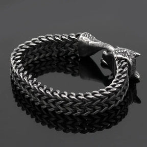 FENRIR - Pulseira de Lobo em Aço Inoxidável Bracelet Tesouros Vikings