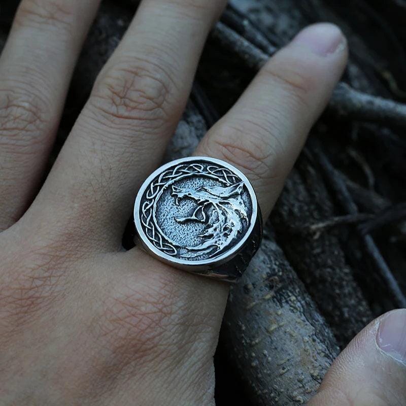 FREKI - Anel lobo de Odin em Aço Inoxidável Ring Tesouros Vikings