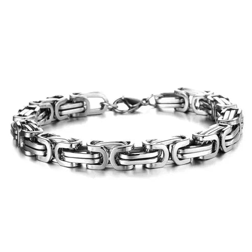 FREY - Pulseira de Corrente Masculina em Aço Inoxidável Bracelet Tesouros Vikings