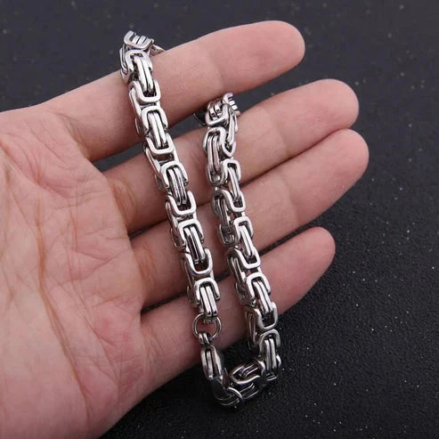 FREY - Pulseira de Corrente Masculina em Aço Inoxidável Bracelet Tesouros Vikings