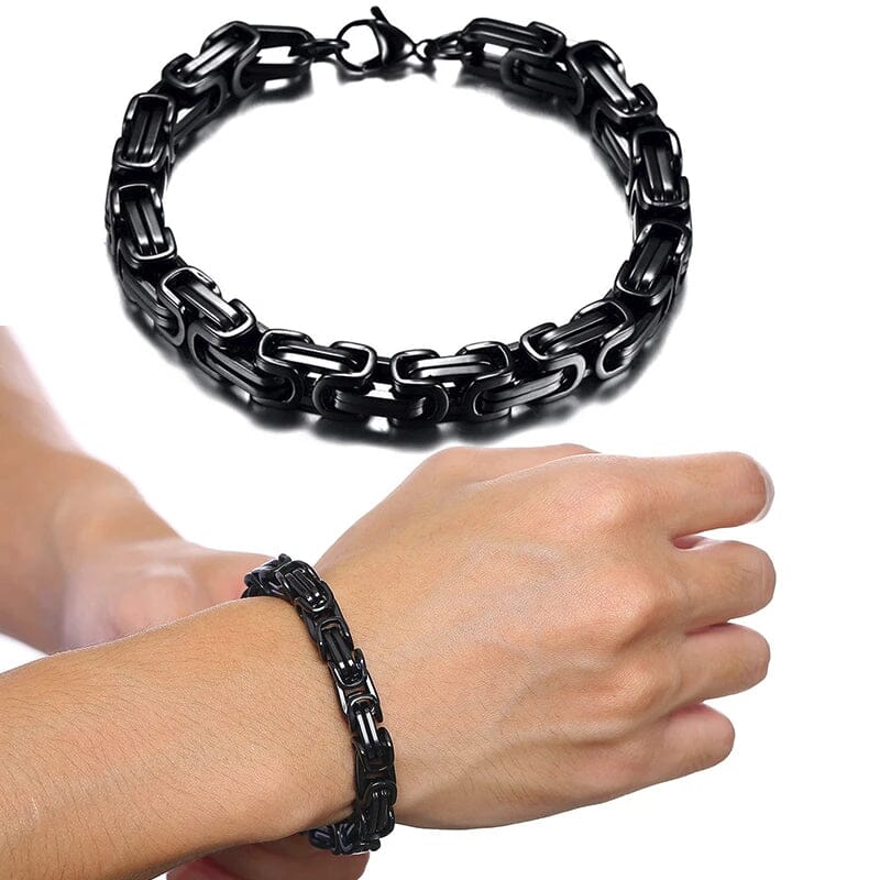 FREY - Pulseira de Corrente Masculina em Aço Inoxidável Bracelet Tesouros Vikings