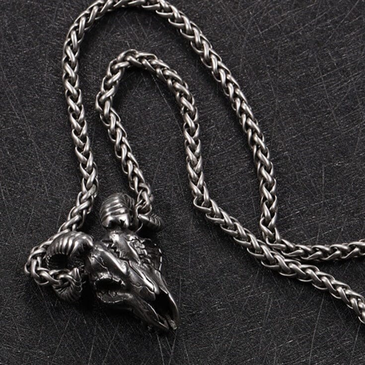 Goat Skull - Colar em Aço Inoxidável Necklace Tesouros Vikings