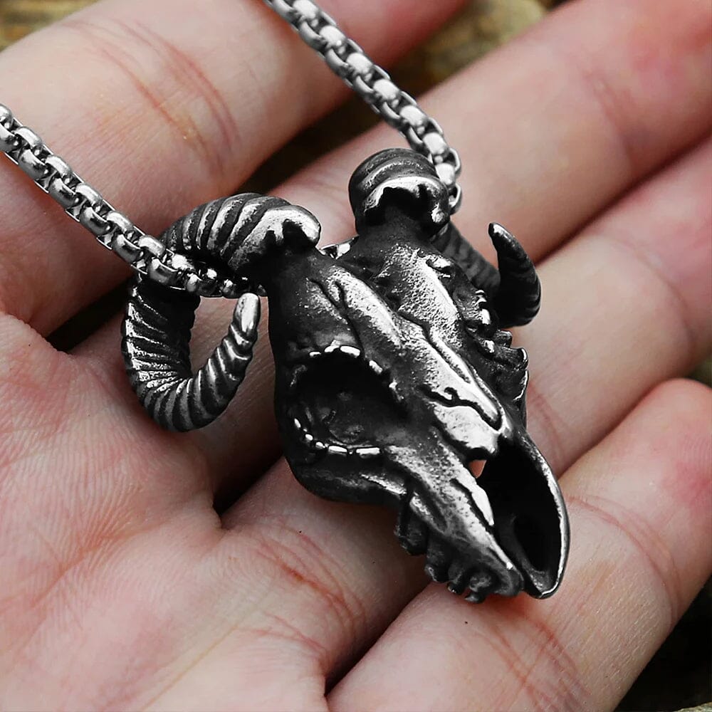 Goat Skull - Colar em Aço Inoxidável Necklace Tesouros Vikings