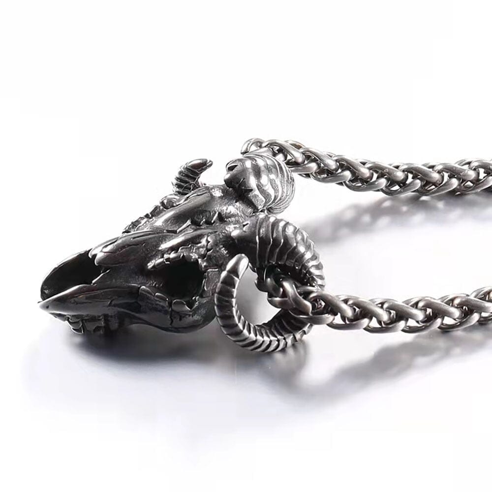 Goat Skull - Colar em Aço Inoxidável Necklace Tesouros Vikings