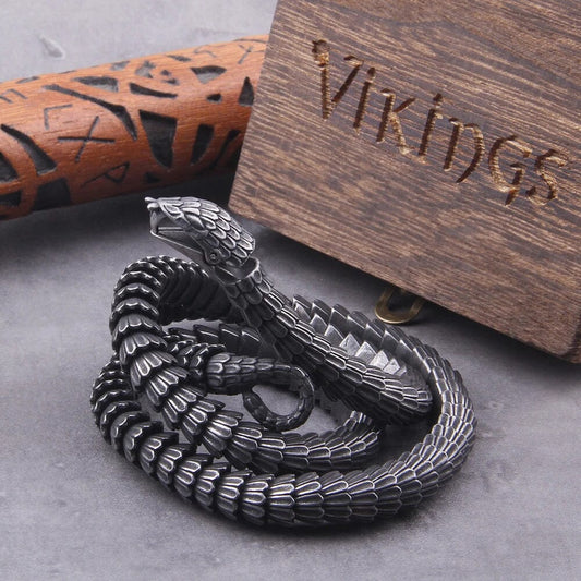 JORMUNGAND - Colar Masculino de Serpente em Aço Inoxidável Necklace Tesouros Vikings