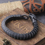 JORMUNGANDR - Pulseira Serpente do Mundo em Aço Inoxidável Bracelet Tesouros Vikings