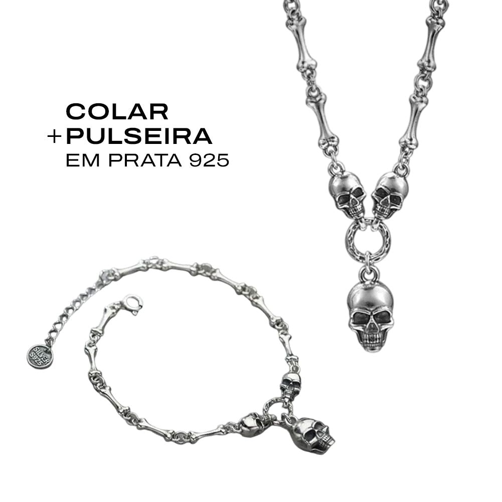 Kit Skull & Bones em Prata 925 Kit Skull & Bones em Prata 925 Tesouros Vikings