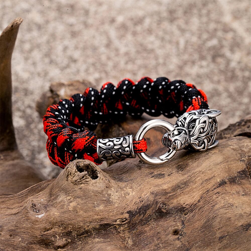 LOBO VIKING - Pulseira de Paracord Masculina Bracelet Tesouros Vikings