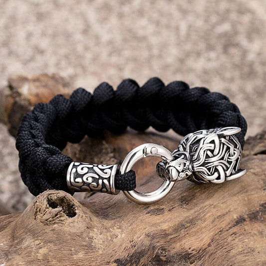 LOBO VIKING - Pulseira de Paracord Masculina Bracelet Tesouros Vikings