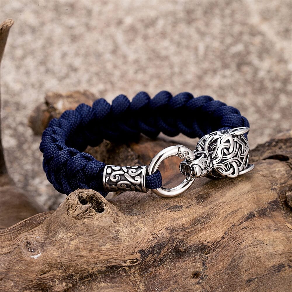 LOBO VIKING - Pulseira de Paracord Masculina Bracelet Tesouros Vikings