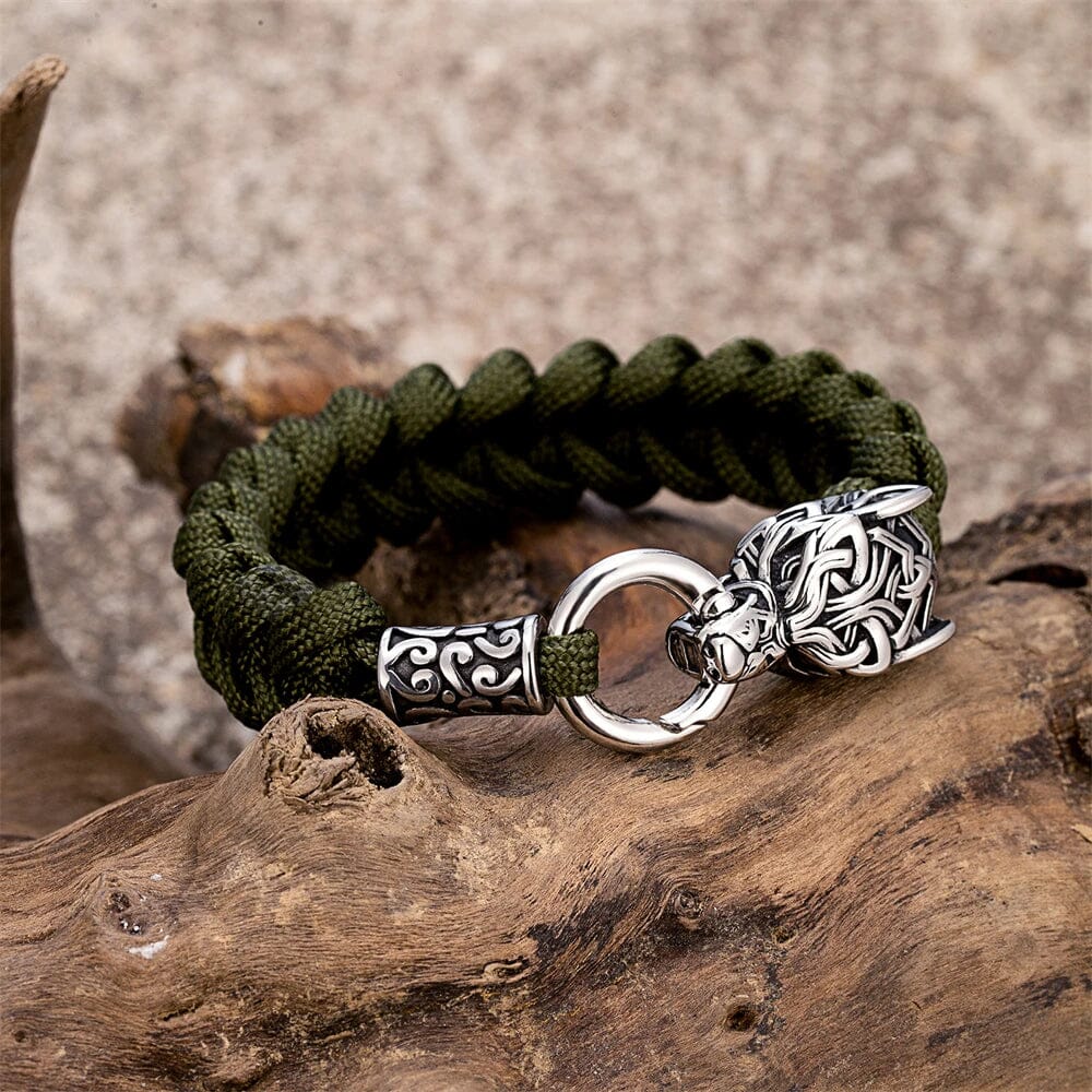 LOBO VIKING - Pulseira de Paracord Masculina Bracelet Tesouros Vikings