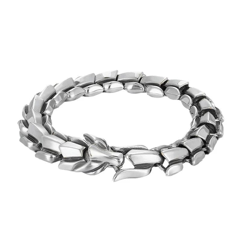 Nidhogg - Pulseira Masculina Escamas de Dragão em Aço Inoxidável Bracelet Tesouros Vikings