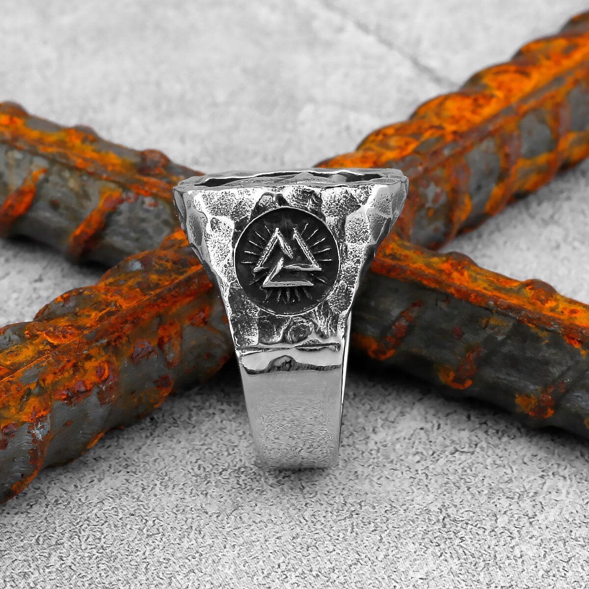 Odin - Anel Valknut + Vegvisir - Aço Inoxidável Ring Tesouros Vikings