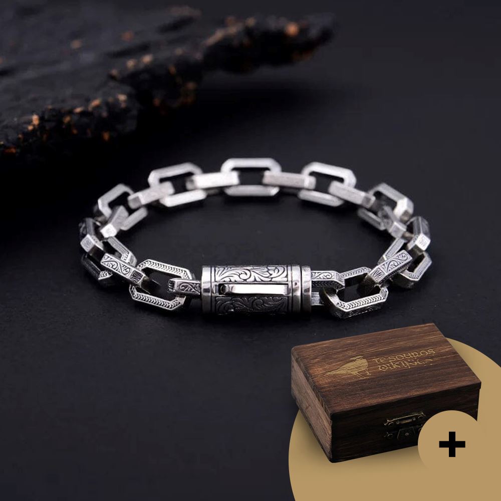 ODIN - Pulseira Masculina em Aço Bracelet Tesouros Vikings