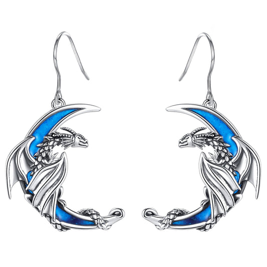 Par de Brincos Dragão de Cristal - Prata 925 Earrings Tesouros Vikings