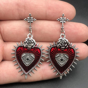 Par de Brincos Gothic Heart em Aço Inoxidável earrings Tesouros Vikings