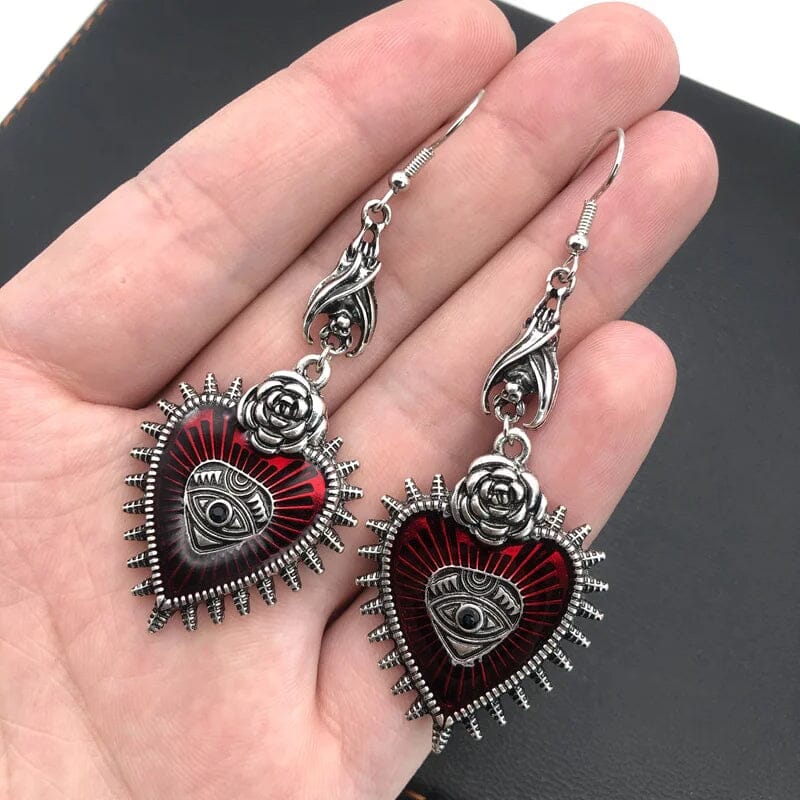 Par de Brincos Gothic Heart em Aço Inoxidável earrings Tesouros Vikings