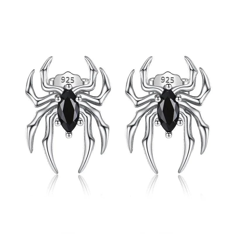 Par de Brincos Gothic Spider em Prata 925 earrings Tesouros Vikings