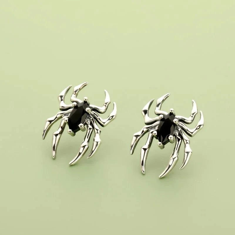 Par de Brincos Gothic Spider em Prata 925 earrings Tesouros Vikings