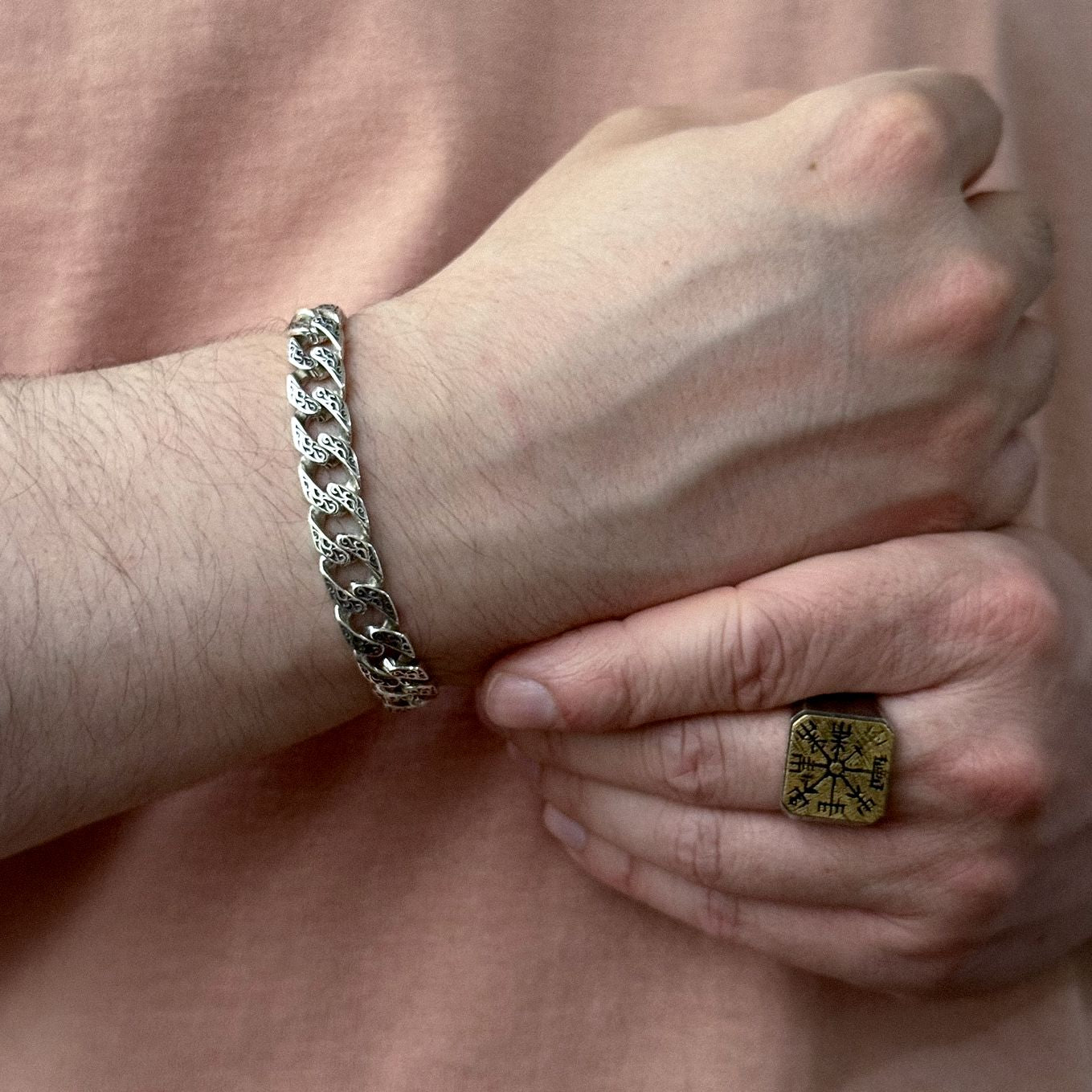 Pulseira Asgard em Prata 925 Bracelet Tesouros Vikings