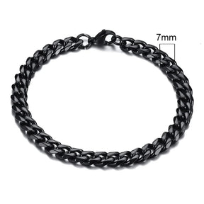 Pulseira Cubana Masculina em Aço Inoxidável Bracelet Tesouros Vikings