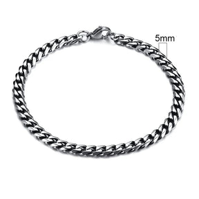 Pulseira Cubana Masculina em Aço Inoxidável Bracelet Tesouros Vikings