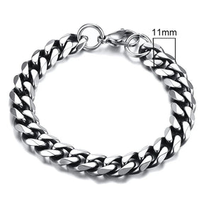 Pulseira Cubana Masculina em Aço Inoxidável Bracelet Tesouros Vikings