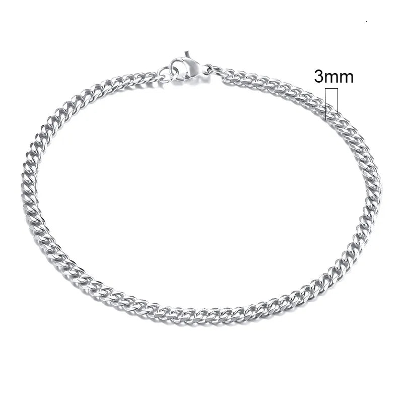 Pulseira Cubana Masculina em Aço Inoxidável Bracelet Tesouros Vikings