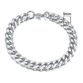 Pulseira Cubana Masculina em Aço Inoxidável Bracelet Tesouros Vikings