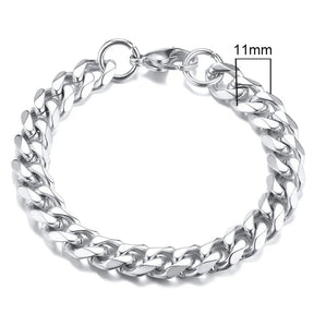 Pulseira Cubana Masculina em Aço Inoxidável Bracelet Tesouros Vikings