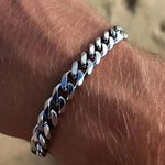 Pulseira Cubana Masculina em Aço Inoxidável Bracelet Tesouros Vikings