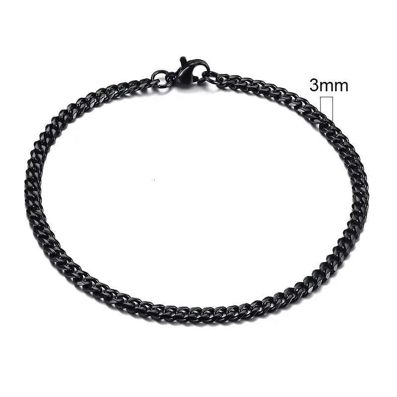 Pulseira Cubana Masculina em Aço Inoxidável Bracelet Tesouros Vikings