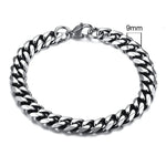 Pulseira Cubana Masculina em Aço Inoxidável Bracelet Tesouros Vikings