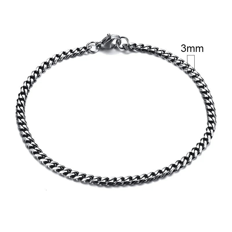 Pulseira Cubana Masculina em Aço Inoxidável Bracelet Tesouros Vikings