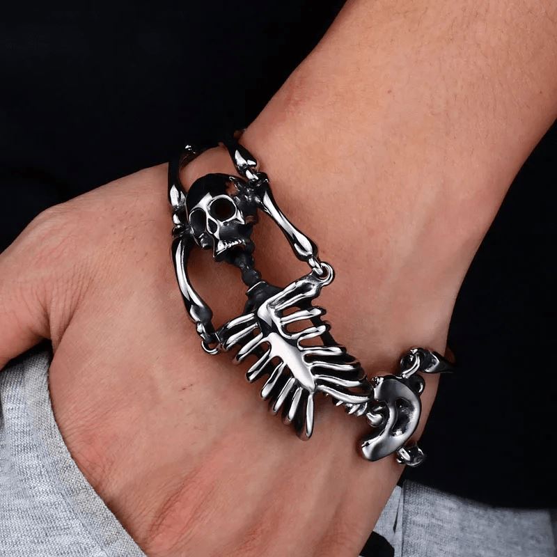 Pulseira de Esqueleto em Aço Inoxidável Bracelet Tesouros Vikings