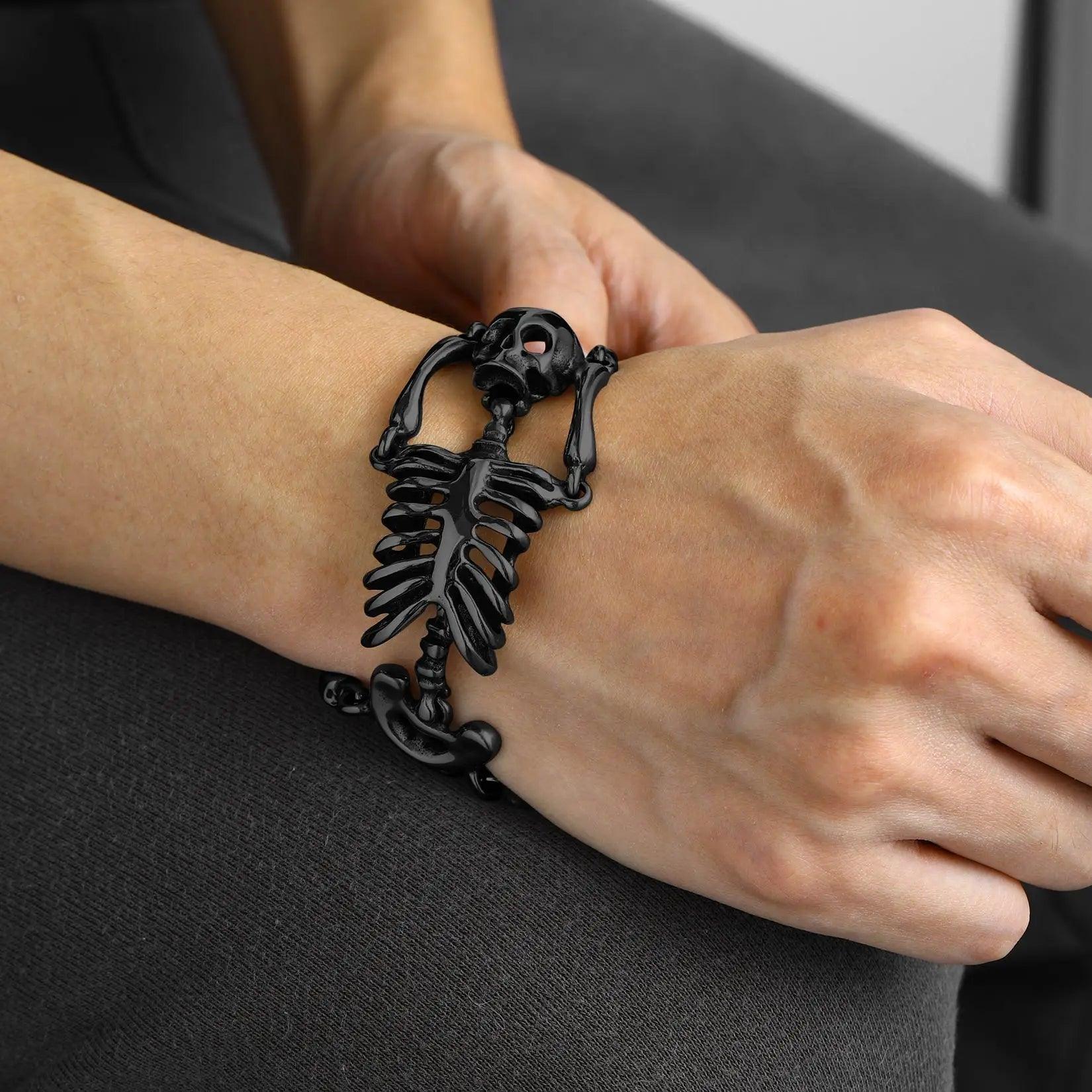 Pulseira de Esqueleto em Aço Inoxidável Bracelet Tesouros Vikings
