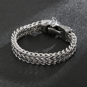 Pulseira de Lobo Nórdico em Aço inoxidável Bracelet Tesouros Vikings