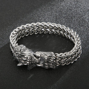 Pulseira de Lobo Nórdico em Aço inoxidável Bracelet Tesouros Vikings