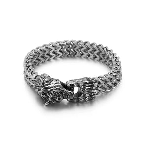 Pulseira de Lobo Nórdico em Aço inoxidável Bracelet Tesouros Vikings