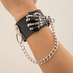 Pulseira de Mão Skull & Chains - Tamanho Ajustável Bracelet Tesouros Vikings