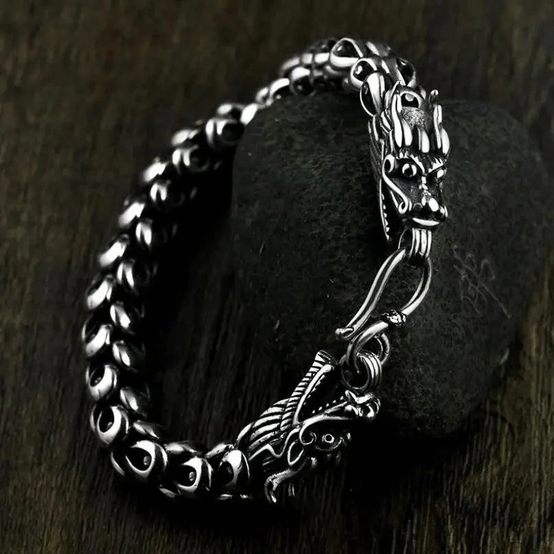 Pulseira Dragon Lord em Prata 925 Bracelet Tesouros Vikings