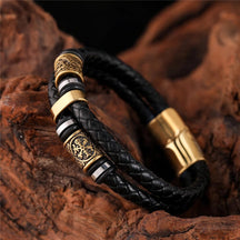 Pulseira Dupla - Nó Celta e Runa Vegvisir Bracelet Tesouros Vikings